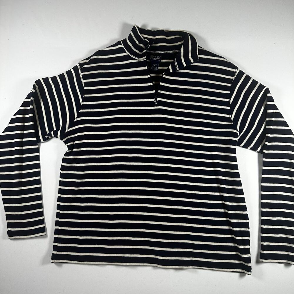Vintage Bite Me Live Bait Striped 1/4 Zip Pullover LARGE